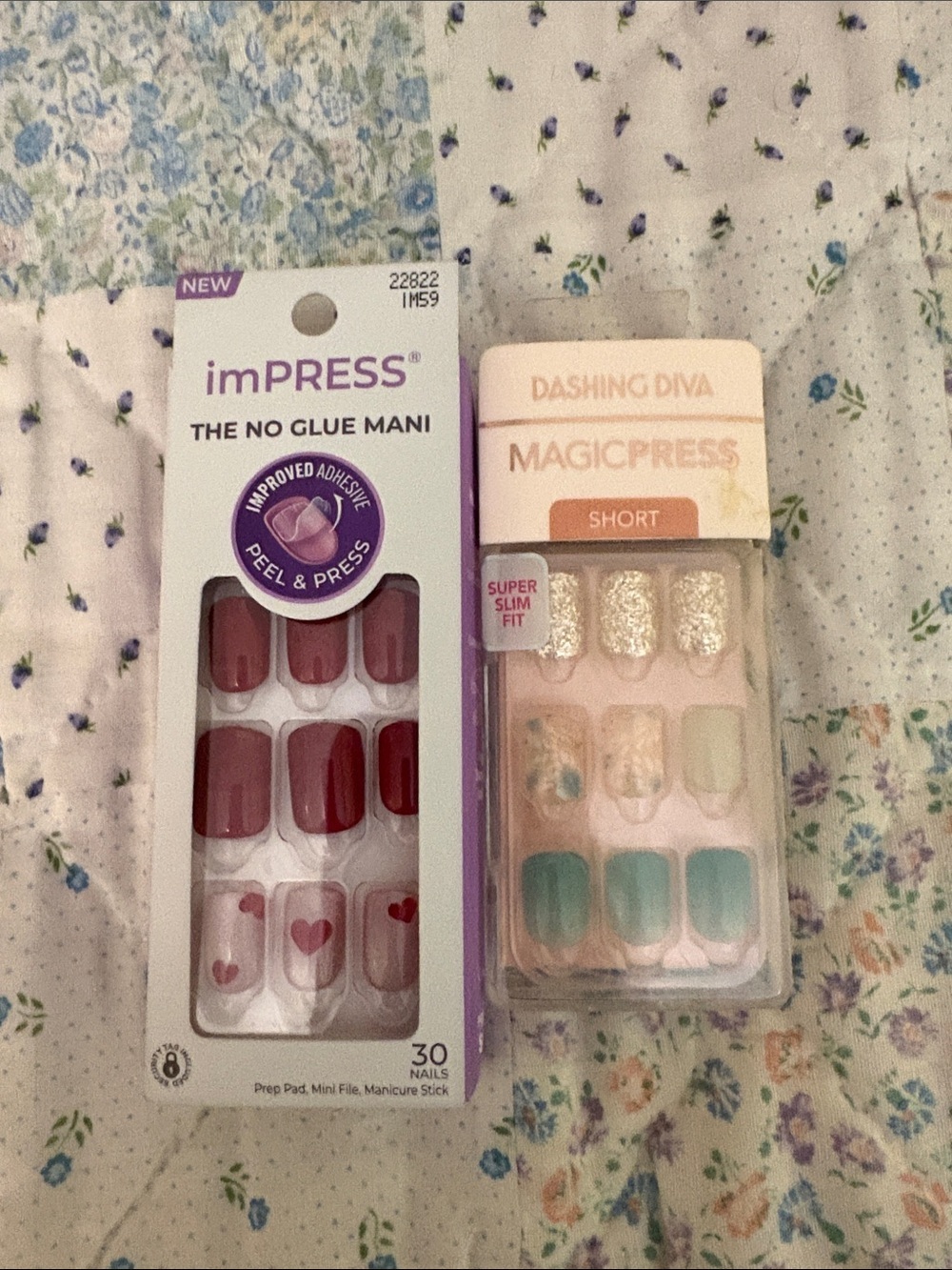 imPRESS Red and White Heart Press-On Nails